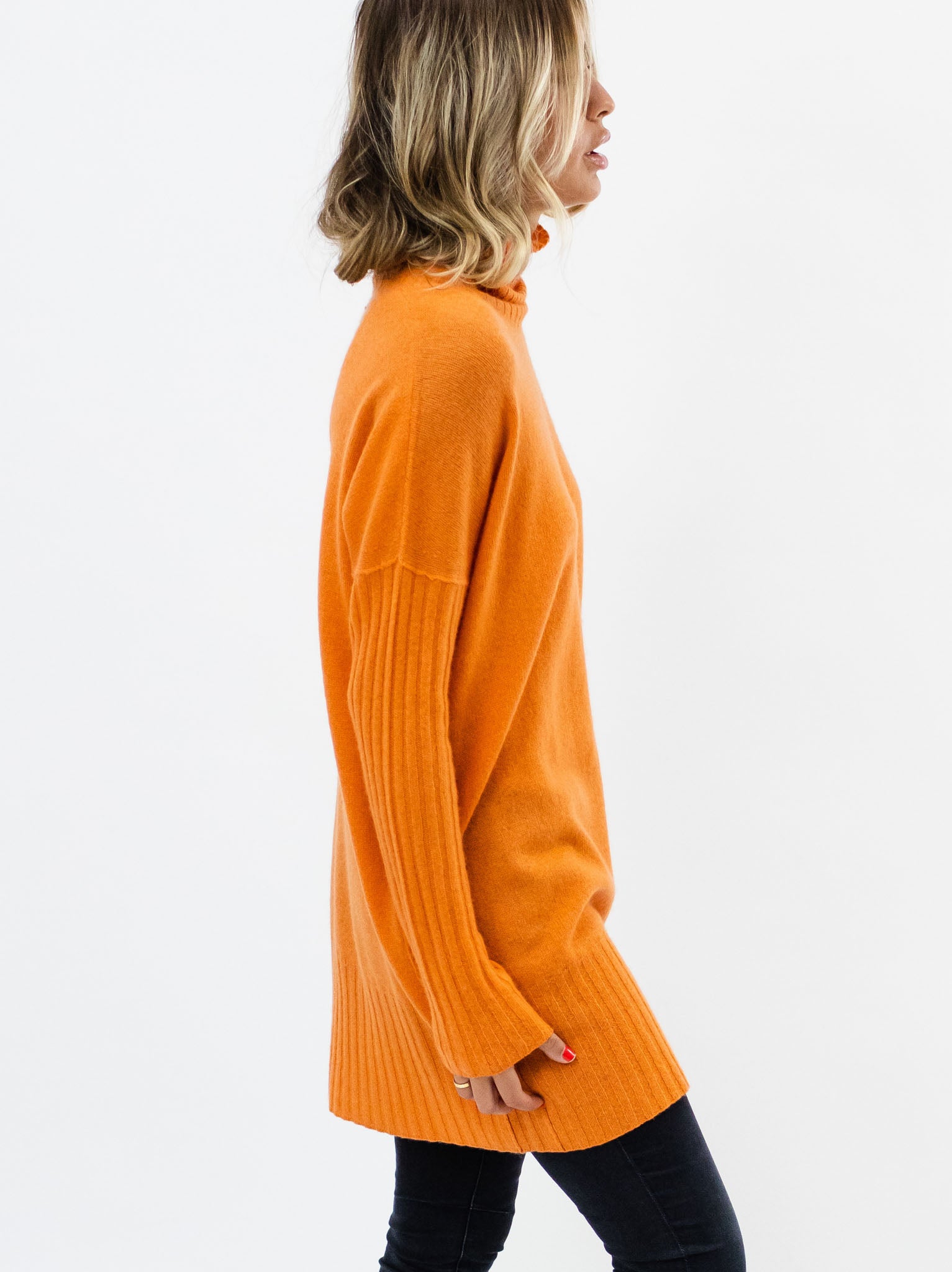 Long Cashmere Turtleneck Sweater