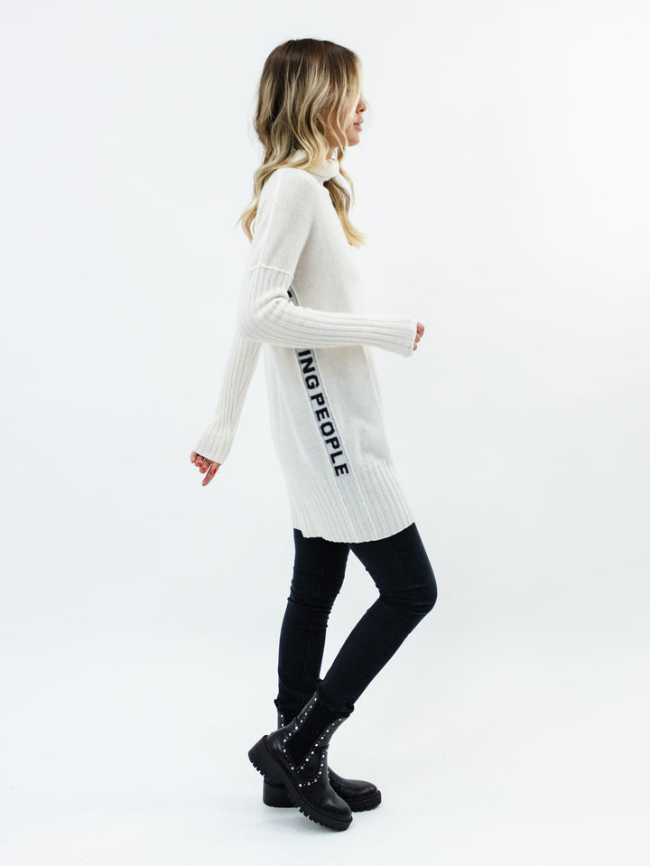 Long Cashmere Turtleneck Sweater #PEARL
