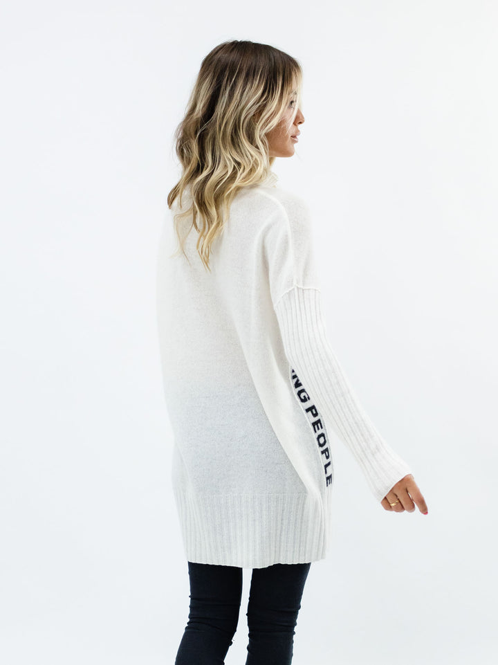Long Cashmere Turtleneck Sweater #PEARL