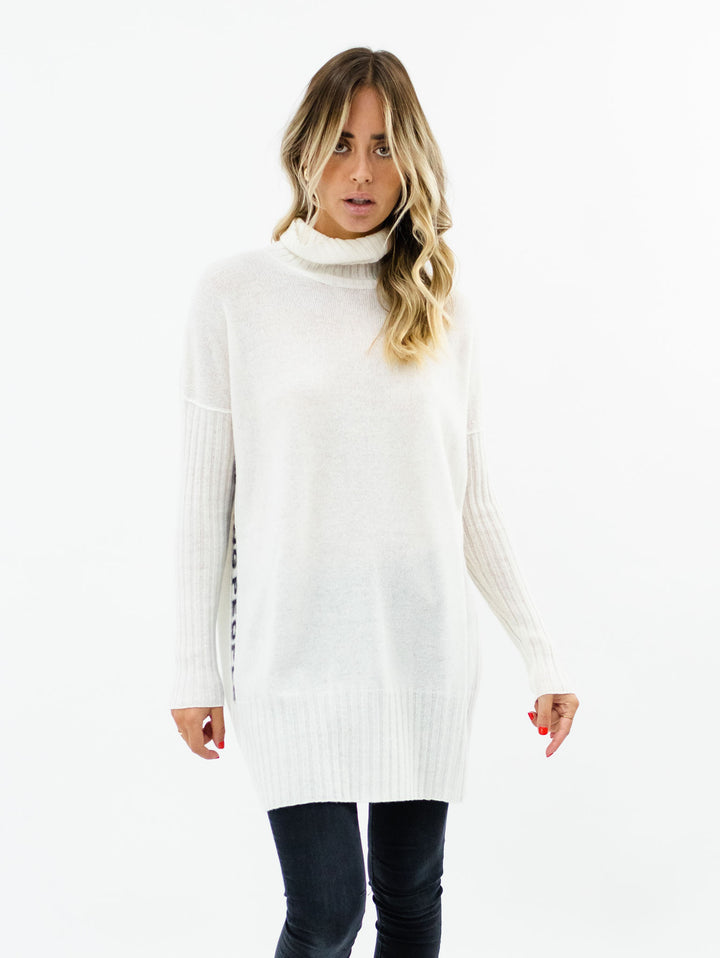 Long Cashmere Turtleneck Sweater #PEARL