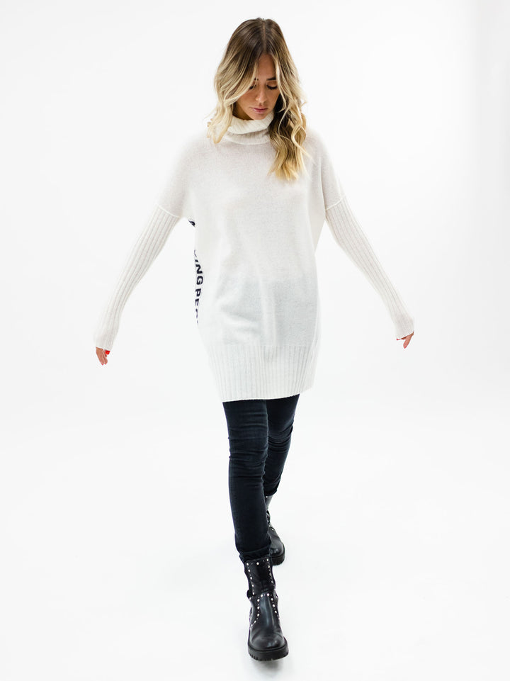 Long Cashmere Turtleneck Sweater #PEARL