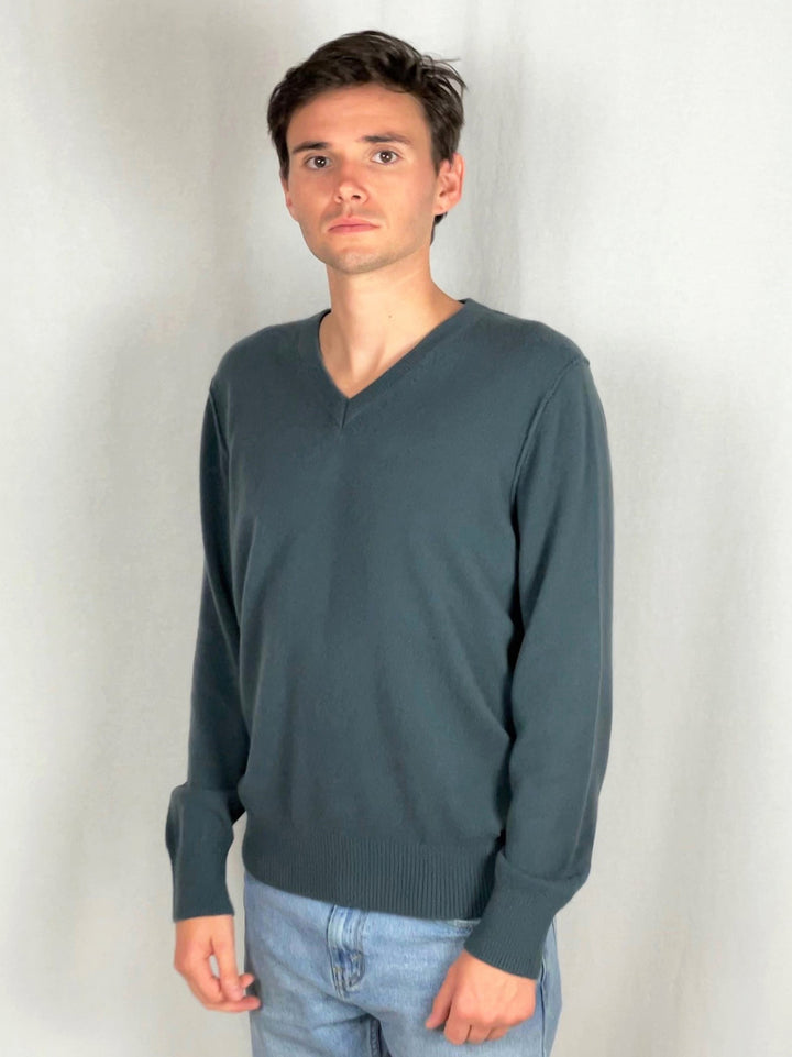 Men's Classic Cashmere V-Neck #OLIVE