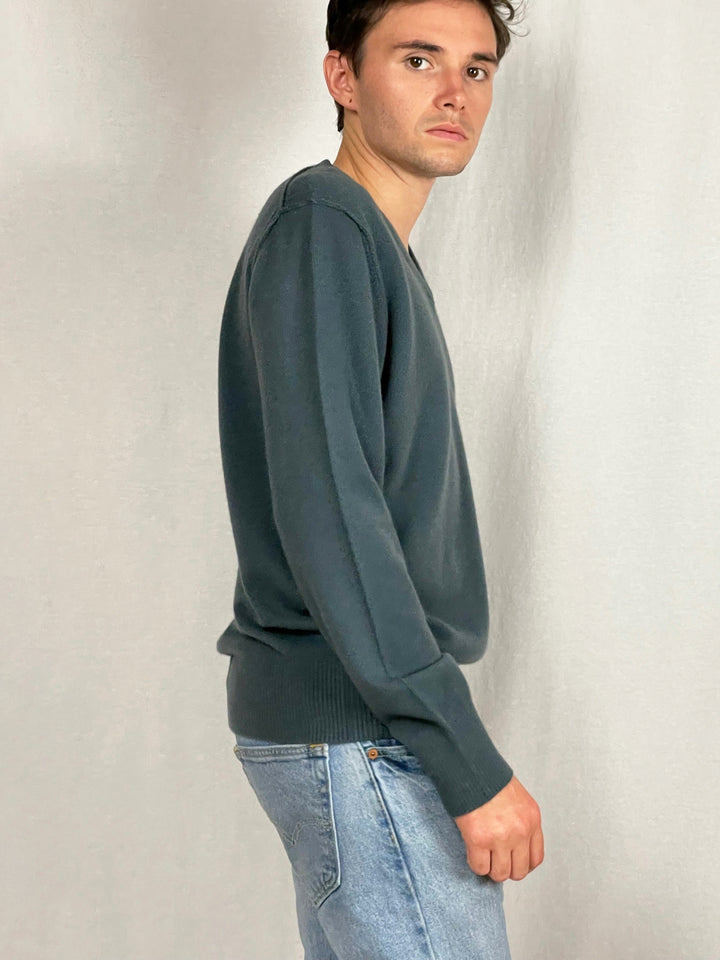Men's Classic Cashmere V-Neck #OLIVE