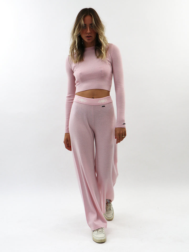 Fluid Wide Legs Cashmere Pants #PETAL
