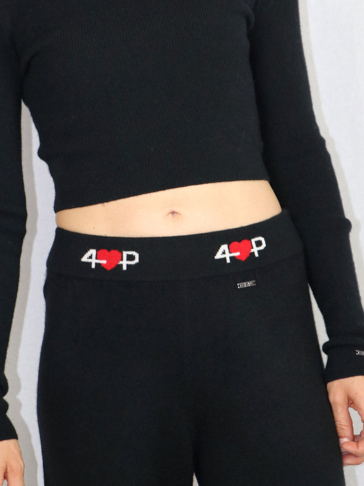 Fluid Wide Legs Cashmere Pants #BLACK
