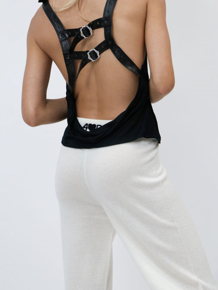 Fluid Wide Legs Cashmere Pants #PEARL