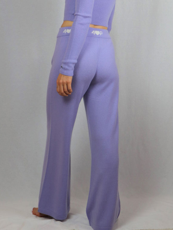 Fluid Wide Legs Cashmere Pants #LAVENDER