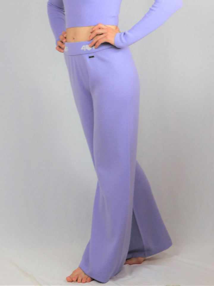 Fluid Wide Legs Cashmere Pants #LAVENDER