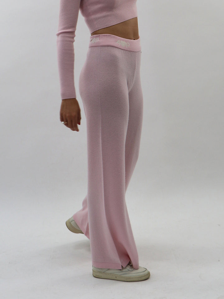 Fluid Wide Legs Cashmere Pants #PETAL