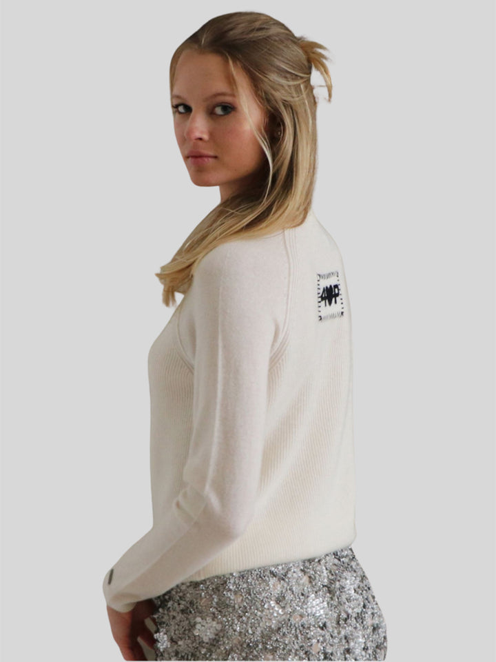 Ribbed Raglan Women Cashmere Sweater #PEARL