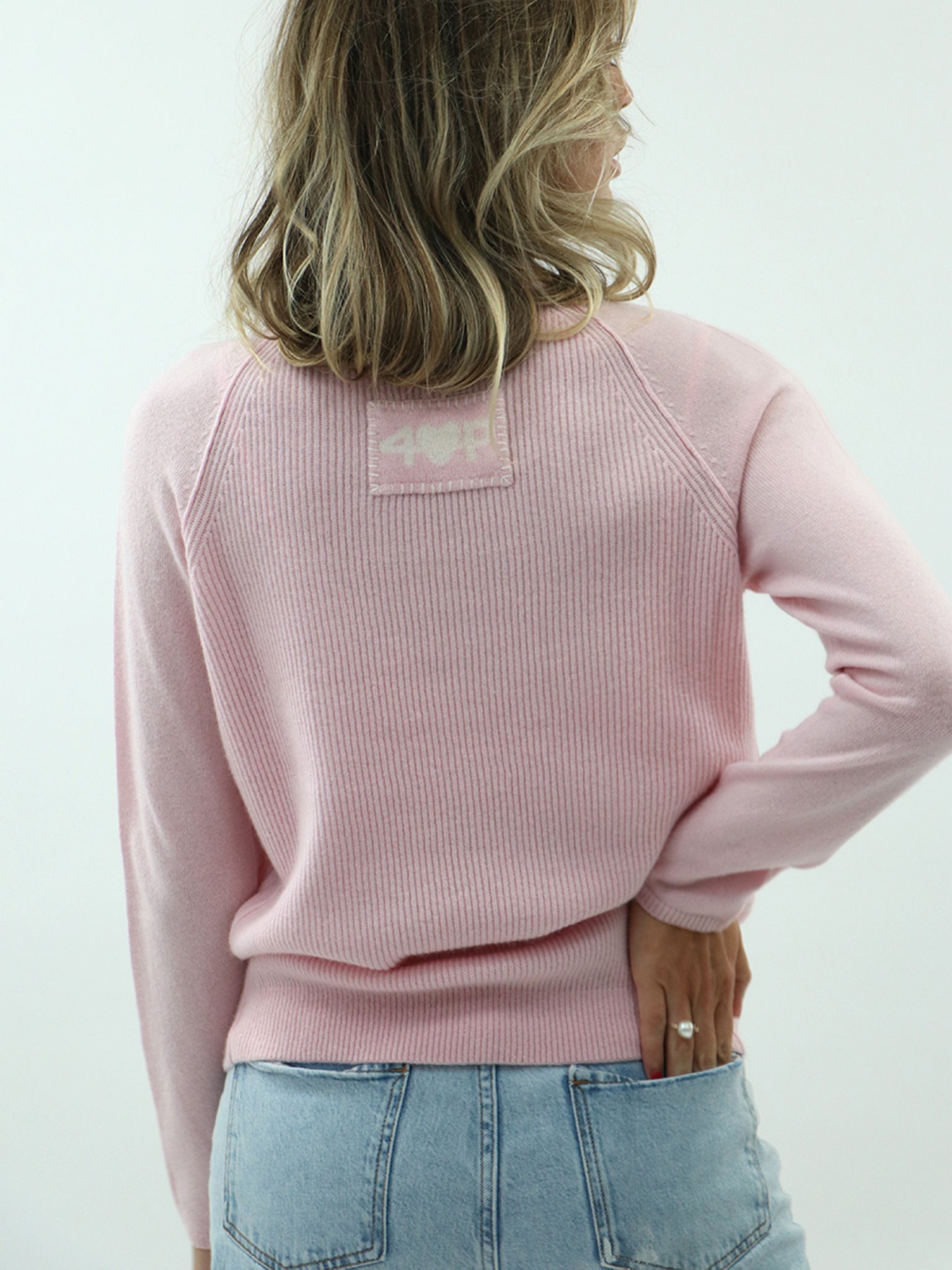 Ribbed Raglan Women Cashmere Sweater