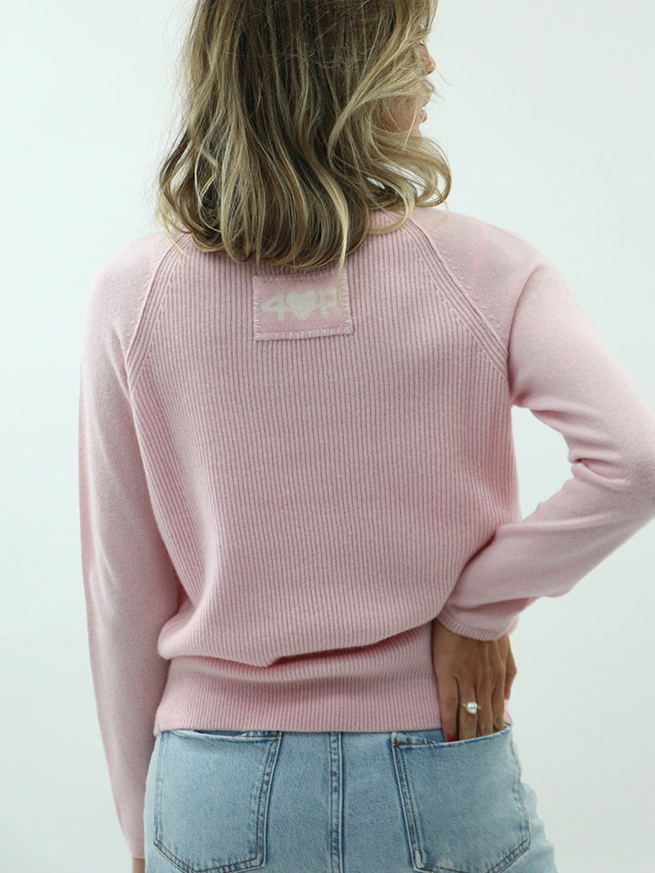Ribbed Raglan Women Cashmere Sweater #PETAL