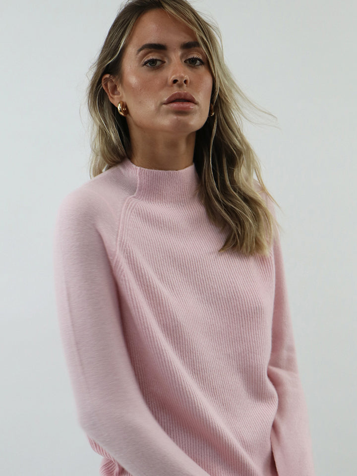 Ribbed Raglan Women Cashmere Sweater #PETAL