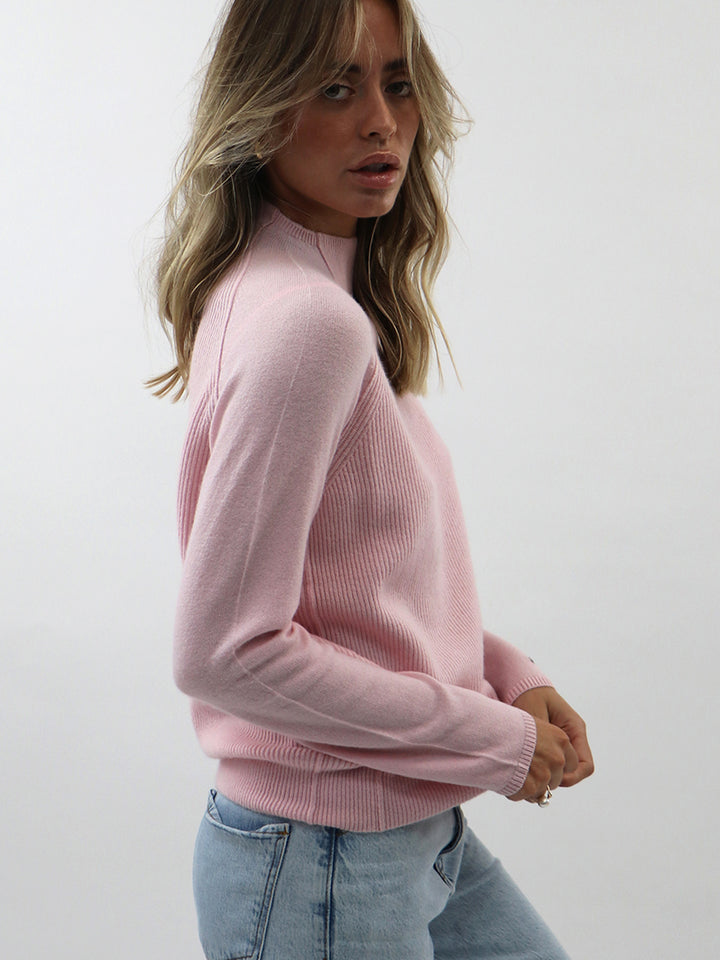 Ribbed Raglan Women Cashmere Sweater #PETAL