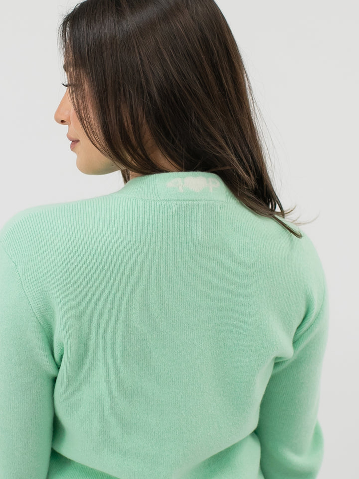 Fine Ribbed Cashmere Zip-Up Cardigan #MINT