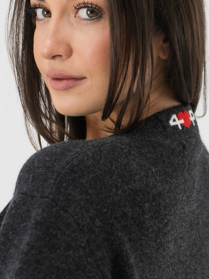 Fine Ribbed Cashmere Zip-Up Cardigan #CHARCOAL