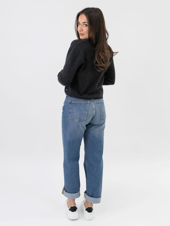 Fine Ribbed Cashmere Zip-Up Cardigan #CHARCOAL
