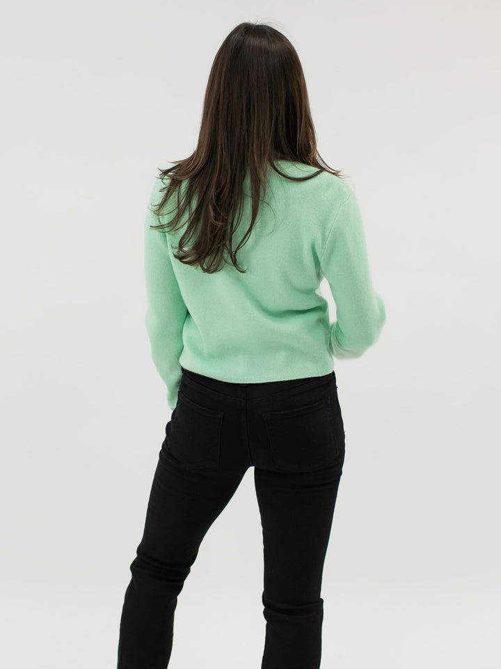 Fine Ribbed Cashmere Zip-Up Cardigan #MINT