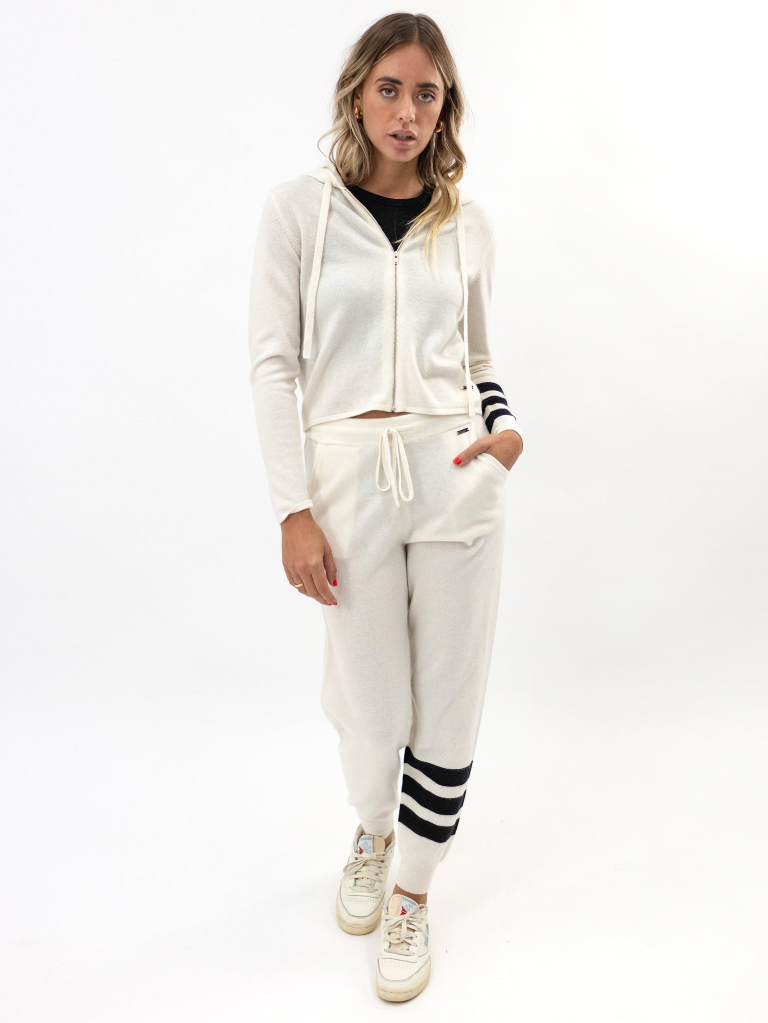 Women Zip-up Cropped Cashmere Hoodie