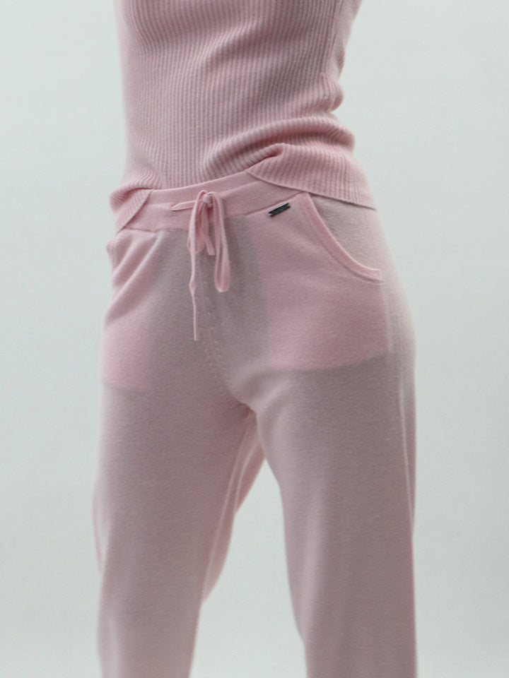 Light Weight Cashmere Women Sweatpants with Drawstring #PETAL