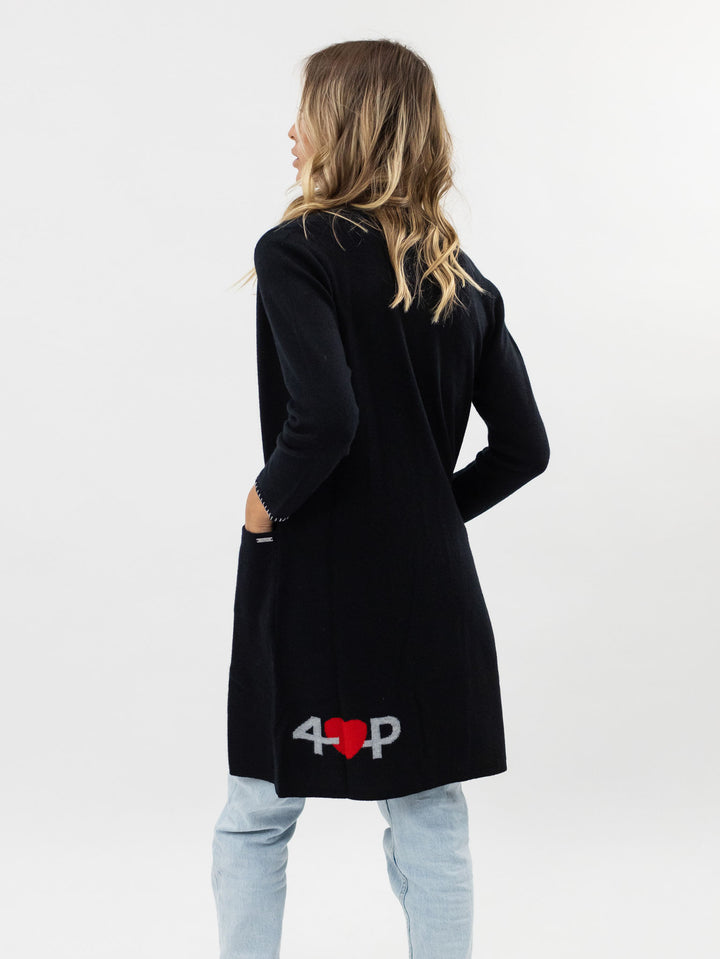 Long Open Cashmere Cardigan #BLACK