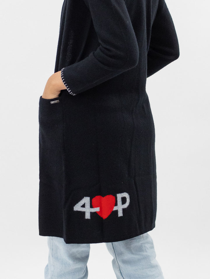 Long Open Cashmere Cardigan #BLACK