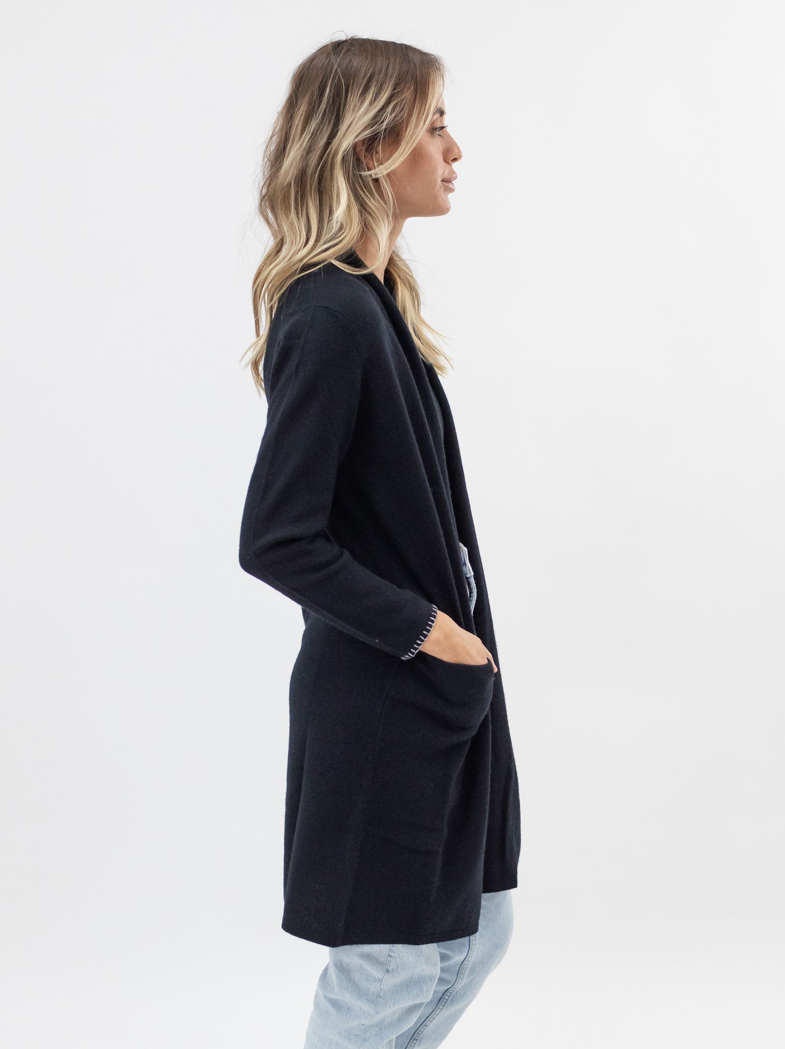 Long Open Cashmere Cardigan