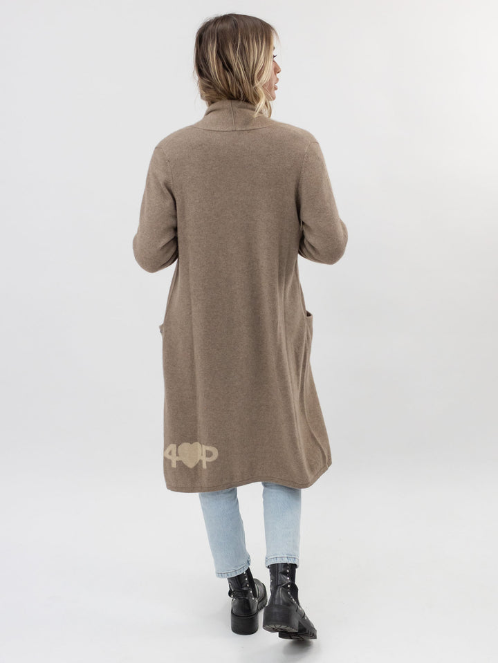 Long Open Cashmere Cardigan #FAWN