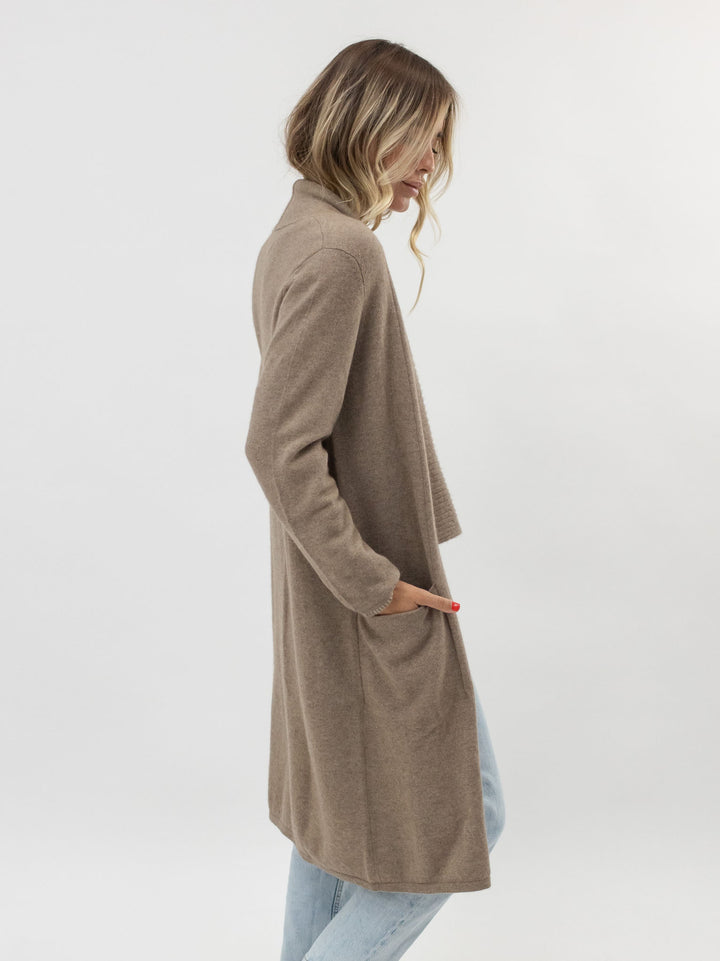 Long Open Cashmere Cardigan #FAWN