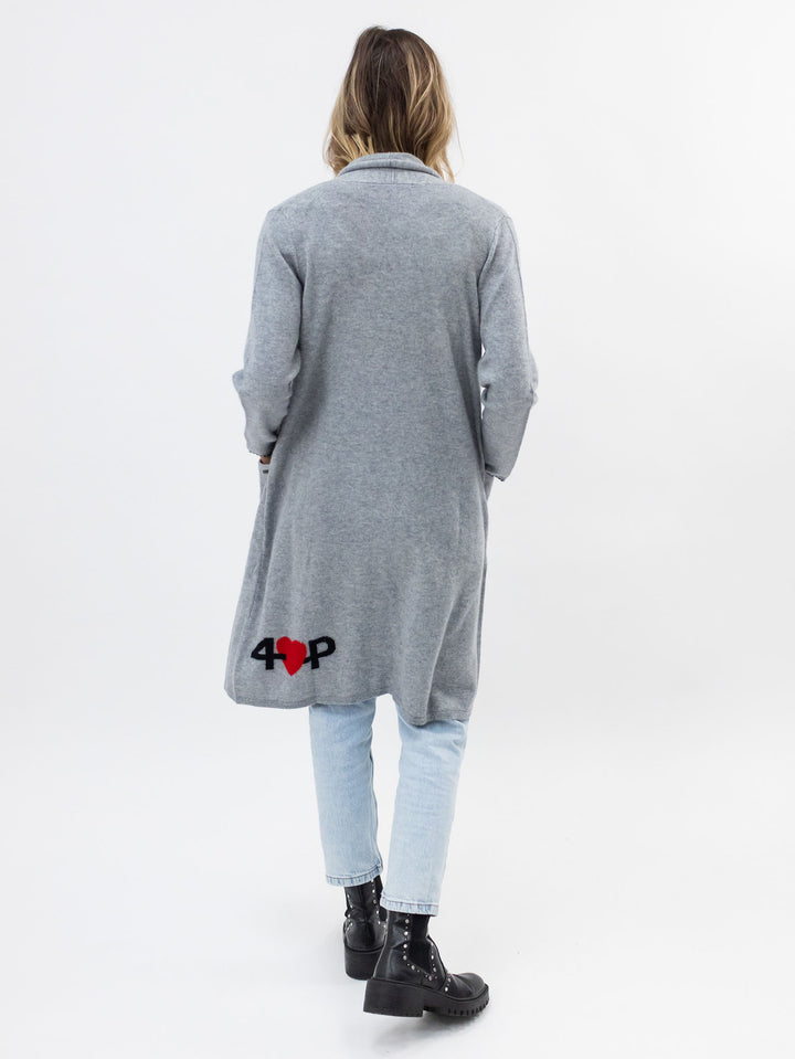 Long Open Cashmere Cardigan #SOFT GREY