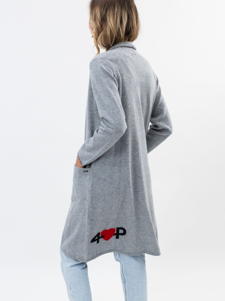 Long Open Cashmere Cardigan #SOFT GREY