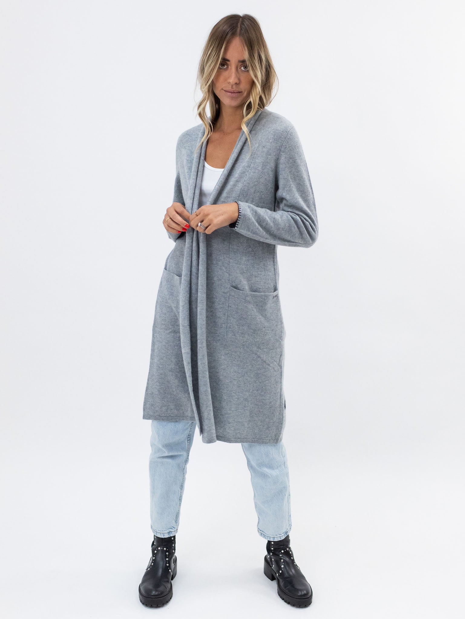 Long Open Cashmere Cardigan