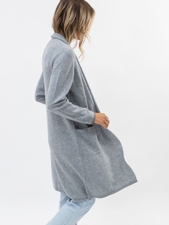 Long Open Cashmere Cardigan #SOFT GREY