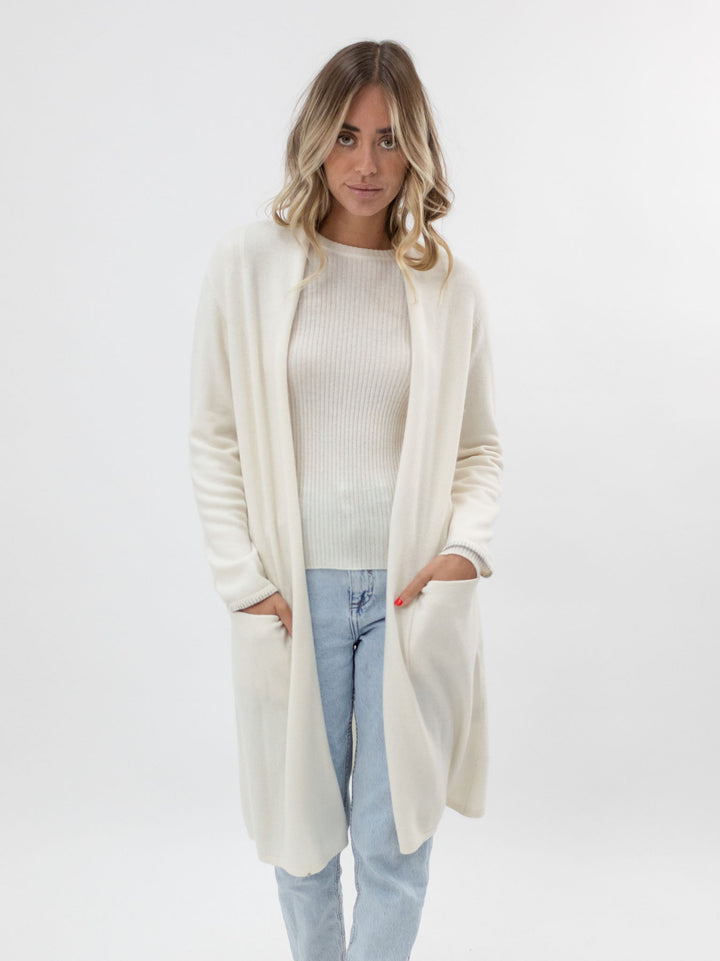 Long Open Cashmere Cardigan #PEARL