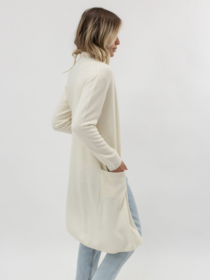 Long Open Cashmere Cardigan #PEARL