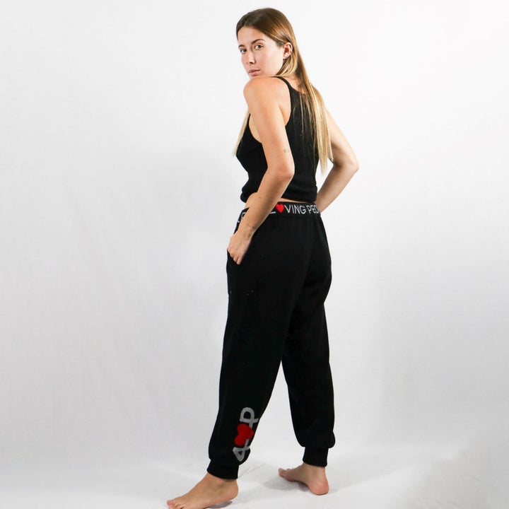 Cashmere Sweatpants with Intarsia #BLACK