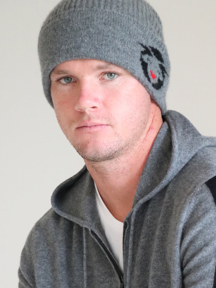 Ribbed Cashmere Beanie #SMOKE