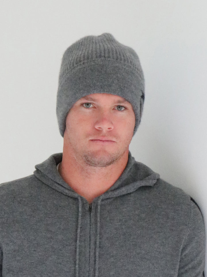 Ribbed Cashmere Beanie #SMOKE