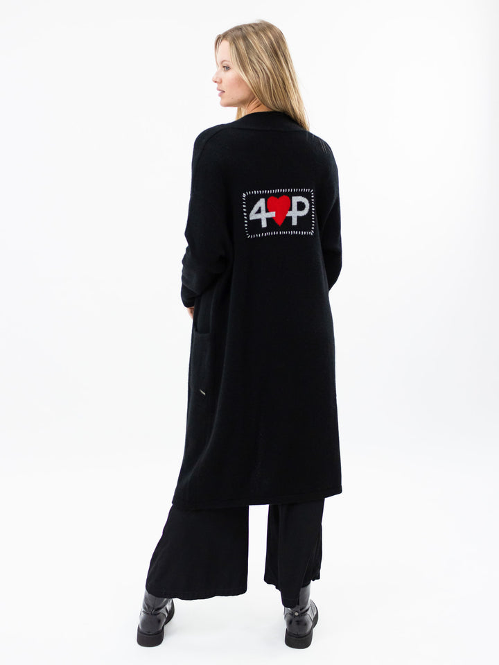 Cashmere Long Open Cardigan #BLACK
