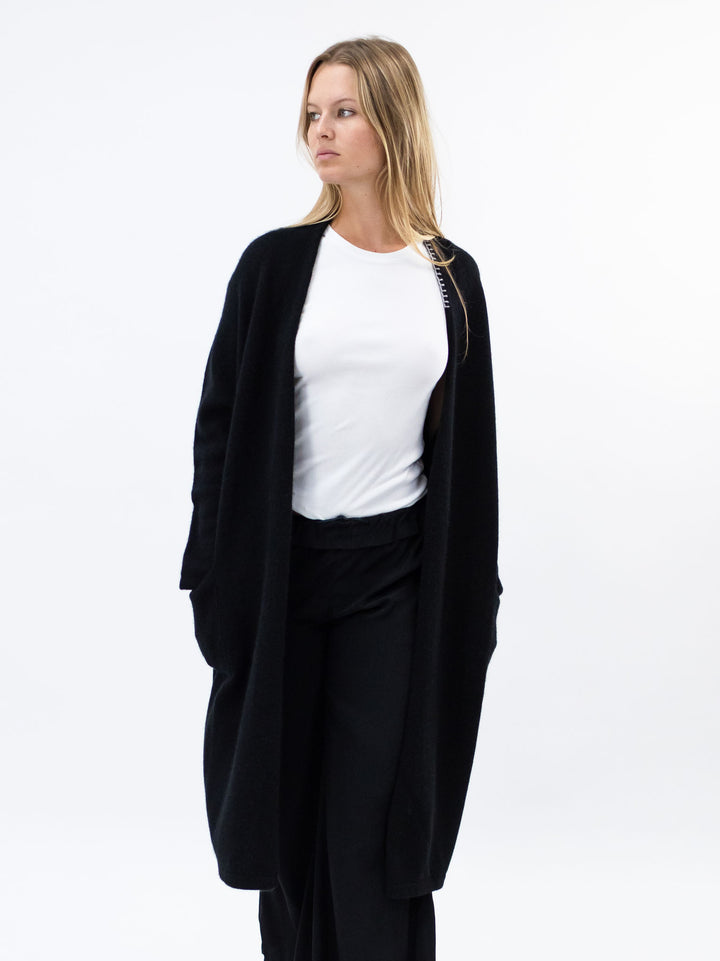 Cashmere Long Open Cardigan #BLACK