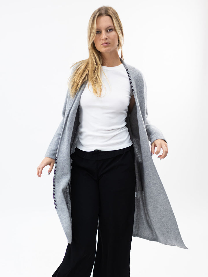 Cashmere Long Open Cardigan #SOFT GREY
