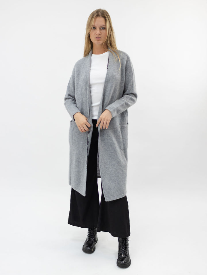 Cashmere Long Open Cardigan #SOFT GREY