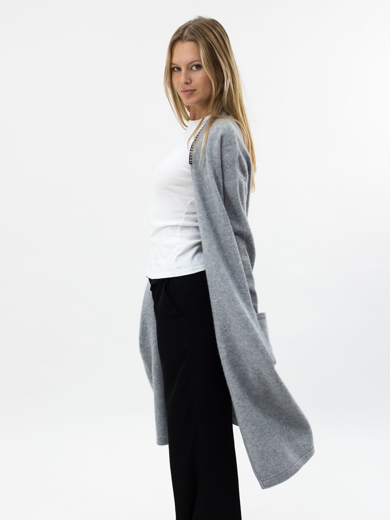 Cashmere Long Open Cardigan