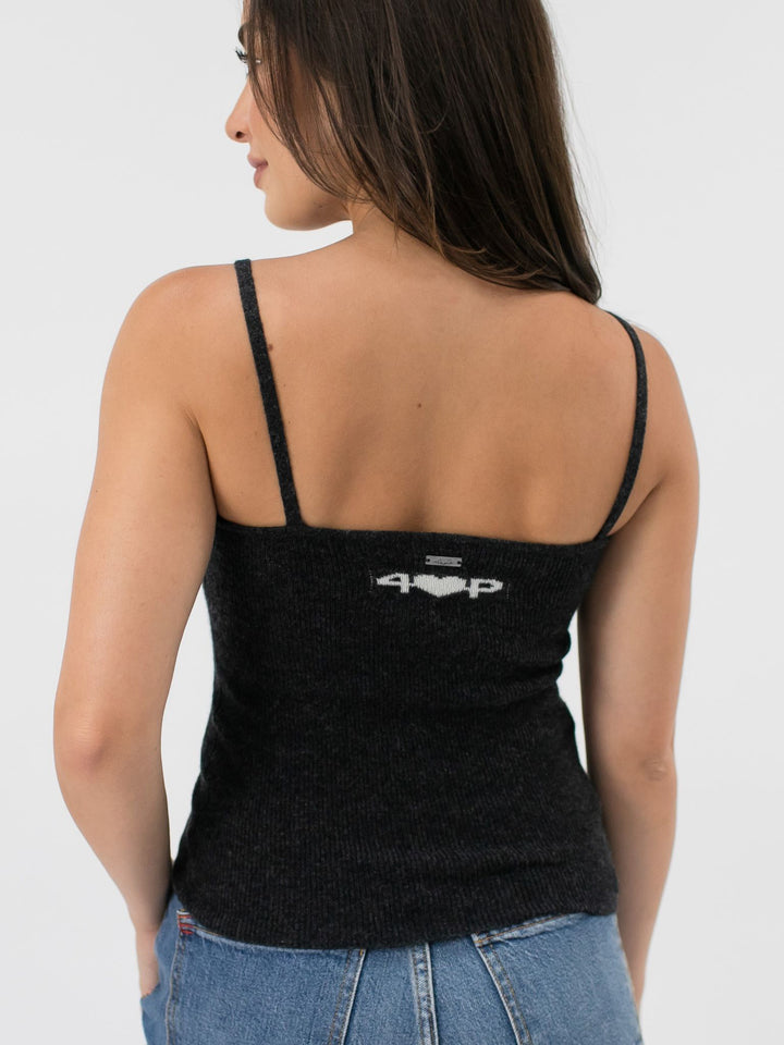 Cashmere Ribbed Top #CHARCOAL