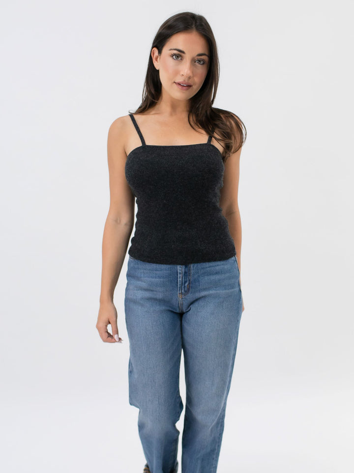 Cashmere Ribbed Top #CHARCOAL