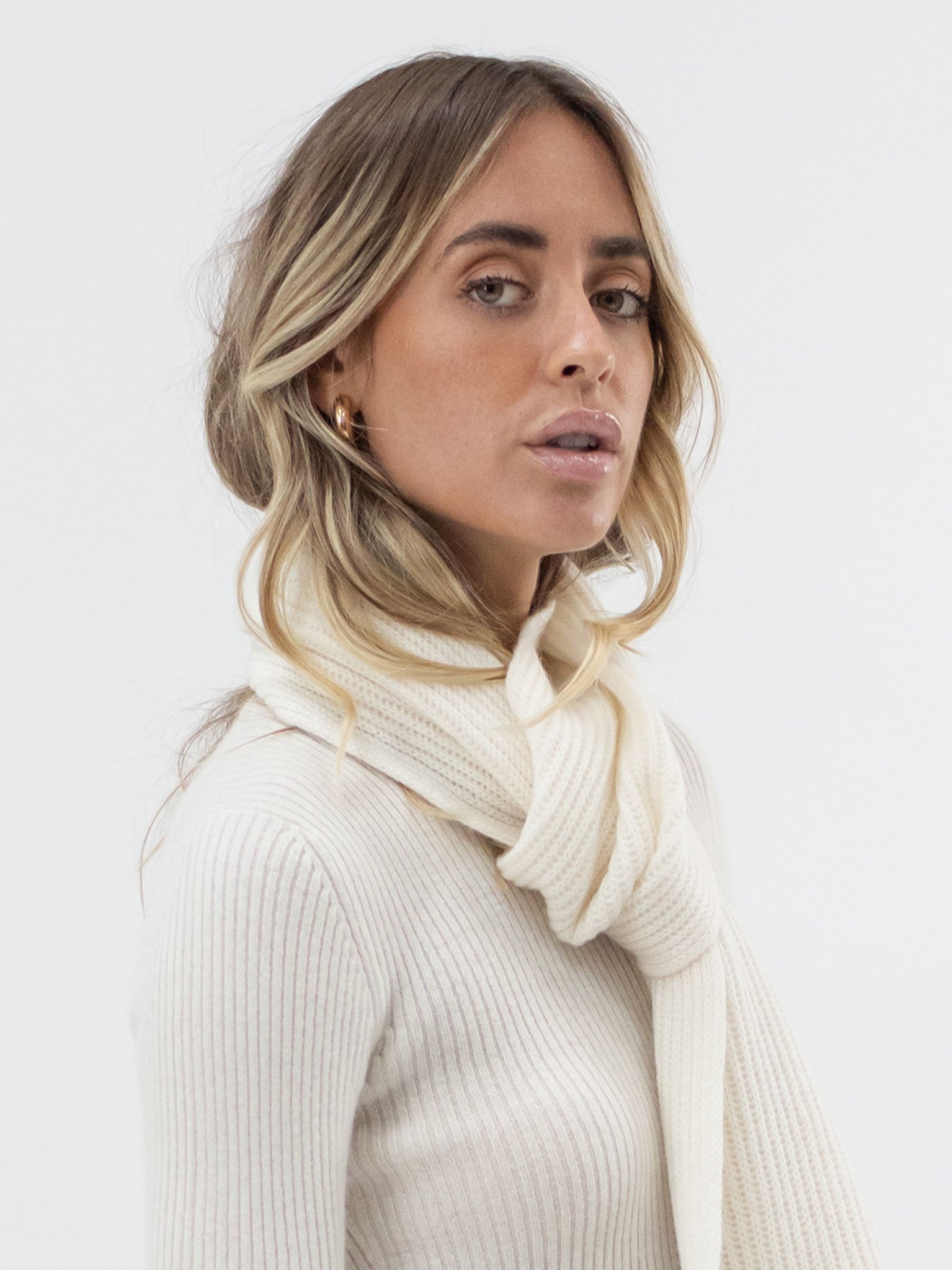 Loose Knit Cashmere Scarf